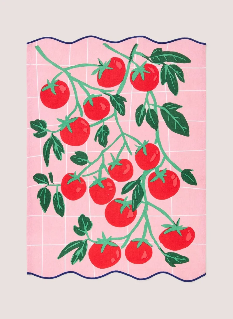 Matalan Sorrento Tomato Print Tea Towel Pink